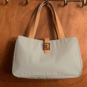 Ralph Lauren Light Blue and Tan Shoulder Bag